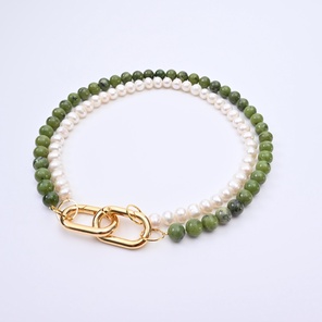 JP | Двойной чокер из нефрита и жемчуга — 3 в 1: шея, сумка, джинсы