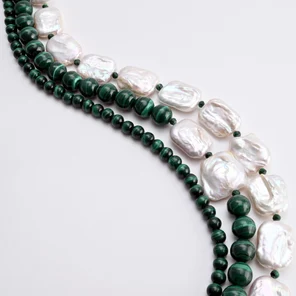 Сет из чокеров, малахит и барочный жемчуг